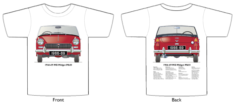 MG Midget MkIII (disc wheels) 1966-69 T-shirt Front & Back